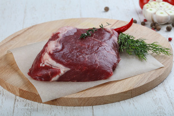 Raw ribeye steak