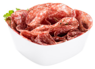 Salami isolated on white