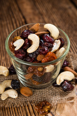 Trail Mix on wooden background