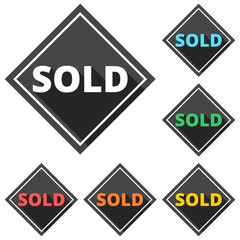 Sold icons set with long shadow