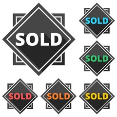 Sold icons set with long shadow