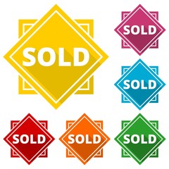 Sold icons set with long shadow