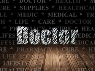 Medicine concept: Doctor in grunge dark room