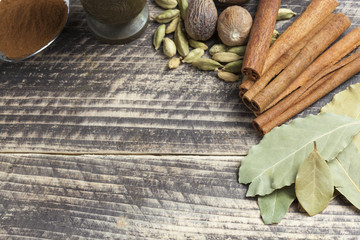 oriental indian spices curry paprika nutmeg chili cardamom kurkuma slate