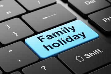 Vacation concept: Family Holiday on computer keyboard background