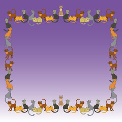 Fototapeta premium Vector border with cats