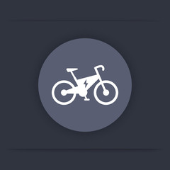 Fototapeta premium Electric bike round flat icon, city ecologic transport, vector illustration