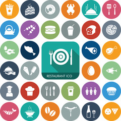 Vector Food or Restaurant icon Set.