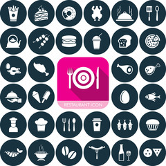 Vector Food or Restaurant icon Set.