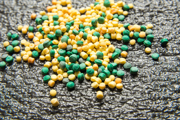 Plastic polymer granules.