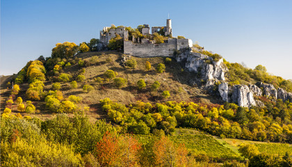 ruins of Falkenstein Castle in autumn, Lower Austria, Austria
