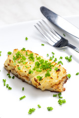 cod baked with mashed potatoes