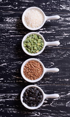 Cereals in ceramic bowls