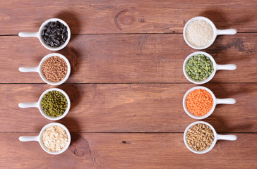 Cereals in ceramic bowls