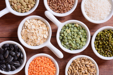 Cereals in ceramic bowls