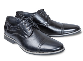 Pair of male black classic lace shoes.