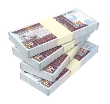 Egyptian pounds isolated on white background. Computer generated 3D photo rendering.