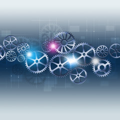 Abstract Gears Blue Background