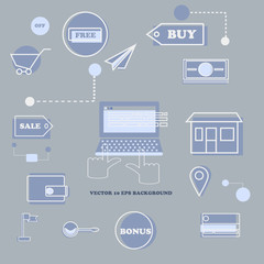 Set creative flat icon for internet marketing website. Can be us