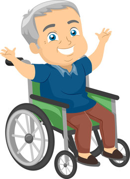 Happy Senior Man Wheel Chair