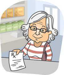 Senior Woman Prescription Pharmacy Present