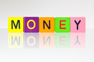 Money - an inscription from children's blocks