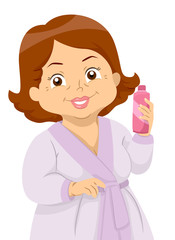 Senior Woman Spa Lotion Bottle