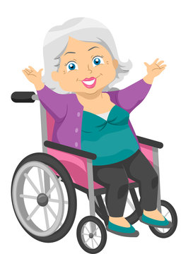 Happy Senior Woman Wheel Chair