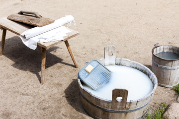 washing, Kaszubski ethnographic park in Wdzydzki Park Krajobrazo