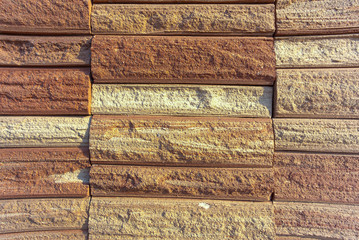 Close up stone brick tile wall aged texture detailed pattern background