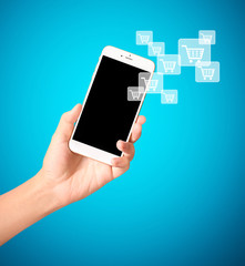 Touch screen smartphone in a hand