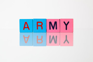 Army - an inscription from children's  blocks