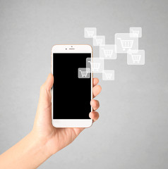 Touch screen smartphone in a hand