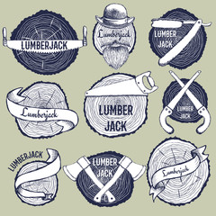 Sketch set of lumberjack logotypes - 103175540
