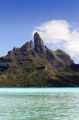 View of the Otemanu mountain  and ocean. Bora-Bora. Polynesia.. - obrazy, fototapety, plakaty