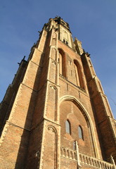 Tower of the New Church ( Nieuwe Kerk) from 1381 in the city of Delft. The Netherlands