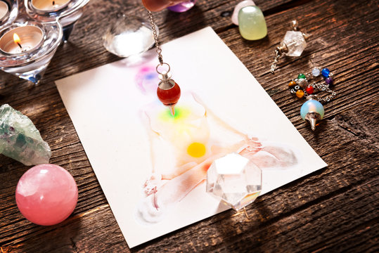 Chakras over a human body
