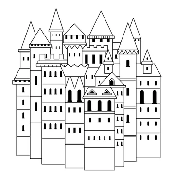 medieval castle, vintage logo line art concept black and white color, hand  drawn illustration 24307251 Vector Art at Vecteezy