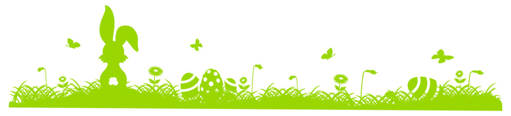 Gruene Wiese Ostern Osterhase Schmetterlinge