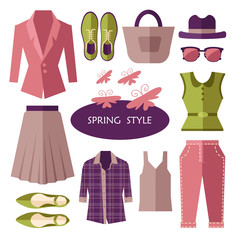 spring fashion style. set. vector illustration