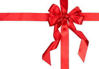 Red bow on white background