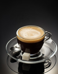 cup of coffee on black