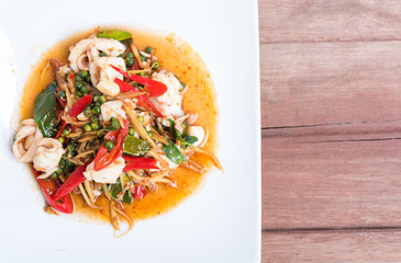 Spicy seafood stir fried