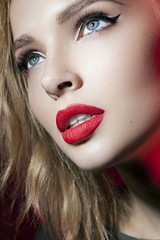 beautiful girl with red lips