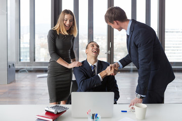 A business woman clapping 