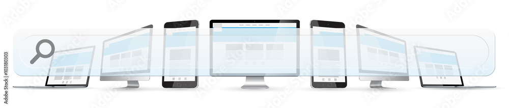 Poster modern devices with empty web bar