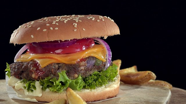Homemade Cheeseburger (seamless loopable 4K footage)