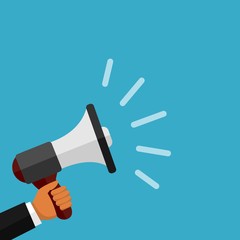 Megaphone Held Up By Business Man Arm