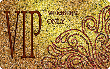 Gold elegant VIP card members only with red text