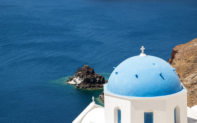  Greece, church with blue domes